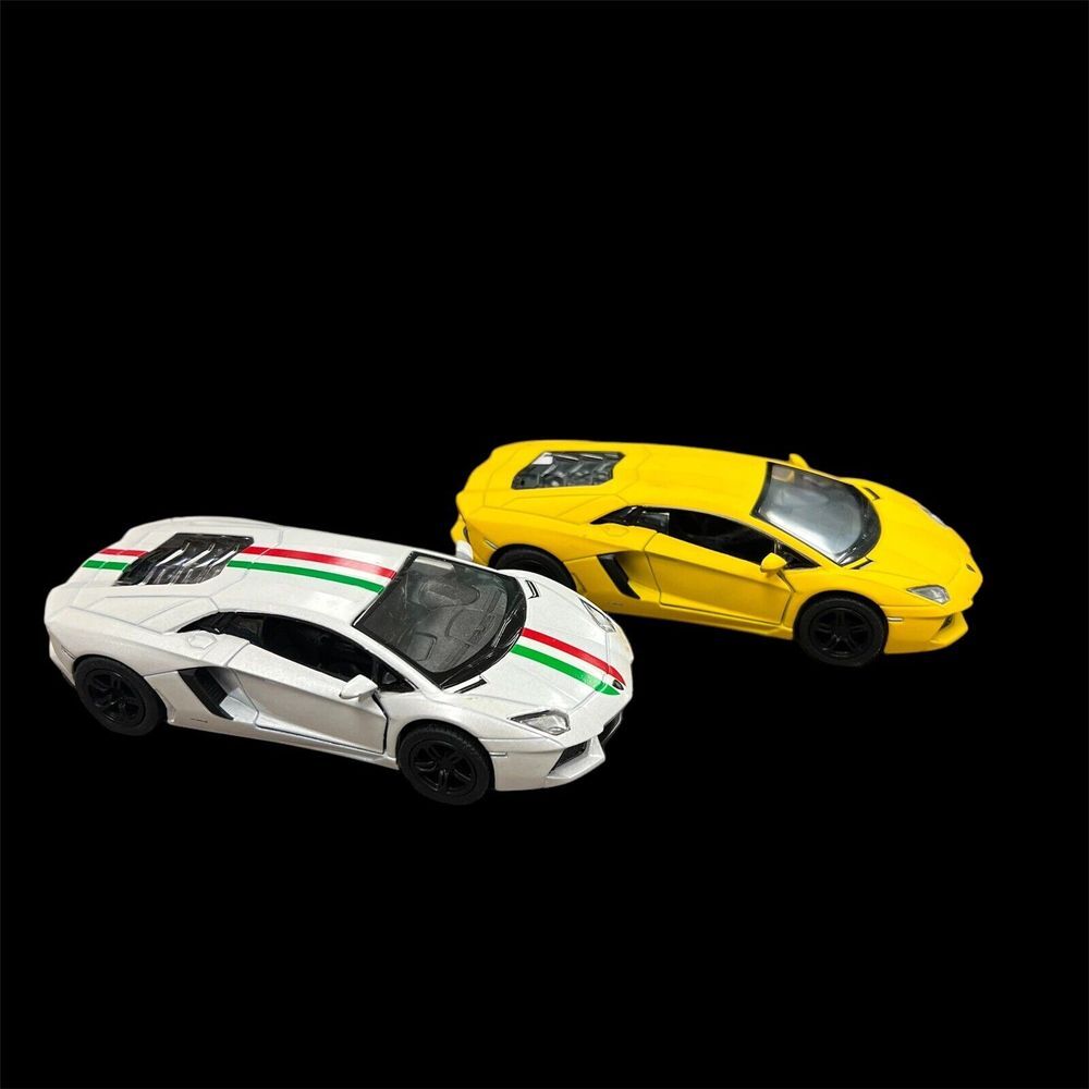 2 5" Kinsmart Lamborghini Aventador LP700-4 Diecast Cars 1:38 White & Yellow 450